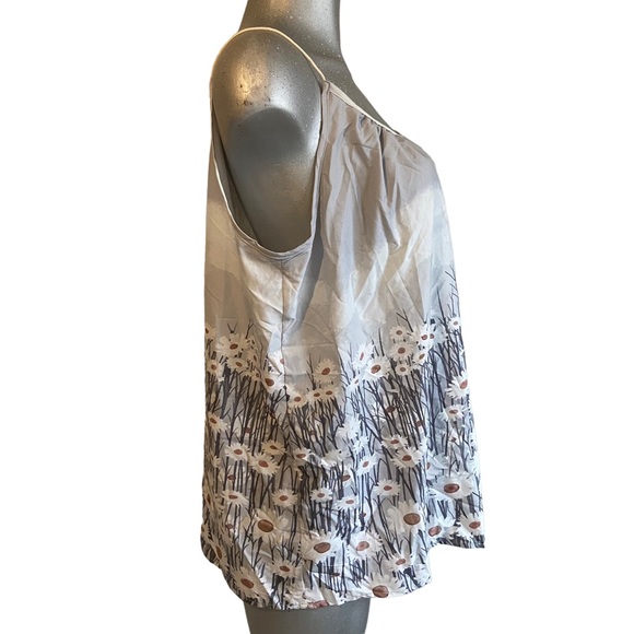 Floral Daisy Field Cami Tank Top Ethereal Lightweight Coastal Spring Garden Boho - Picture 3 of 8